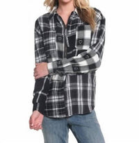 Tru Luxe - Half Zip Front Mixed Plaid Shirt