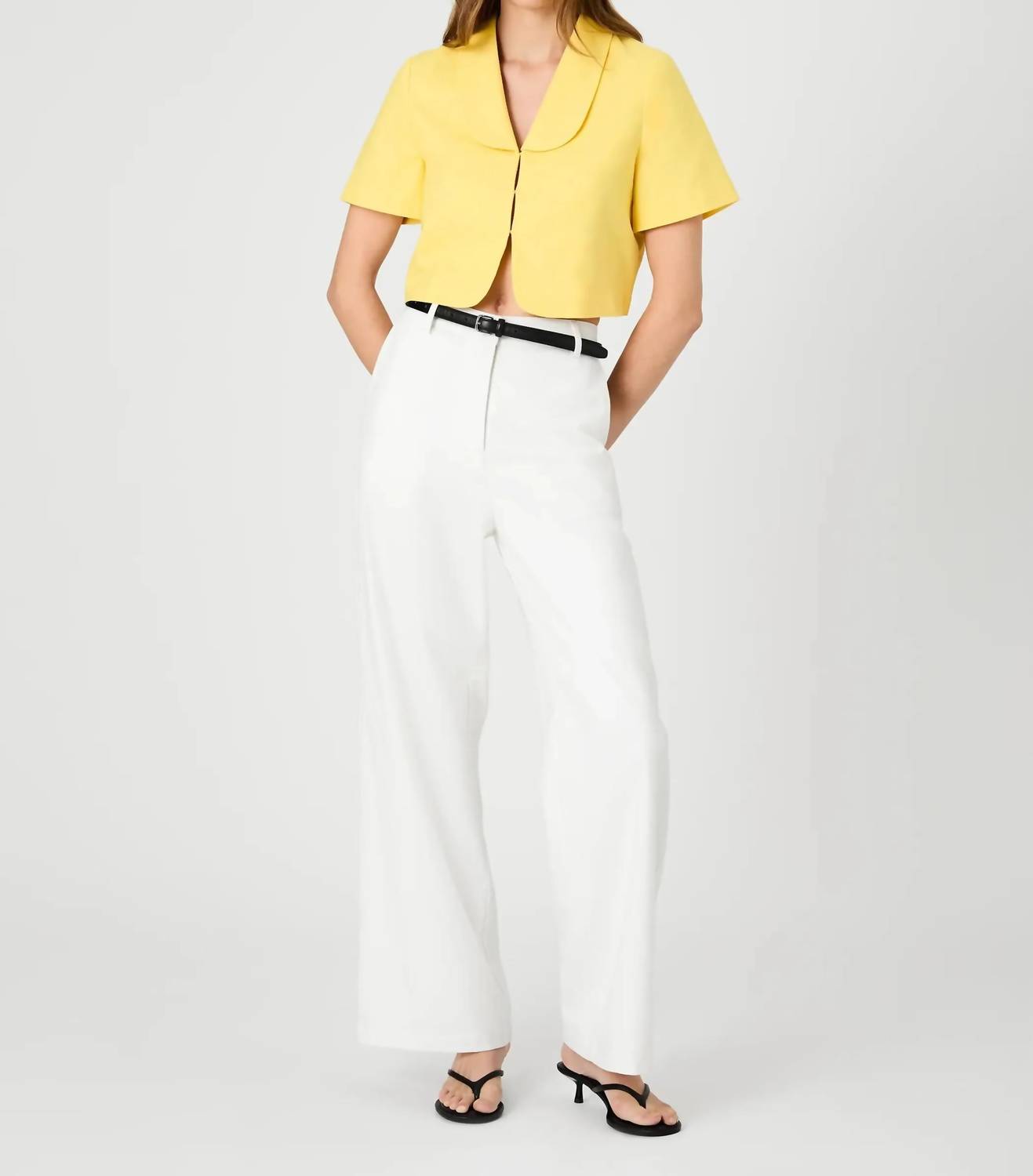 French Connection - Theo Linen Oversized Collar Top
