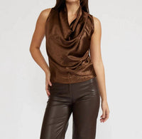 Lucy Paris - Dorothy Satin Cowl Neck Top