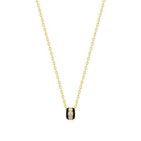 Eklexic - Women's Black Enamel & Cz Channel Rondelle Necklace