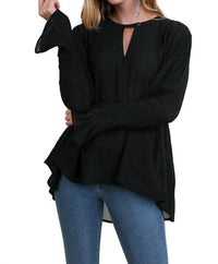 Umgee - Ruffled Sleeve Keyhole Top