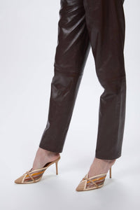 PLEATED LEATHER PANTS