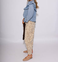 Ee:Some - Snow Washed Denim Ruffle Top