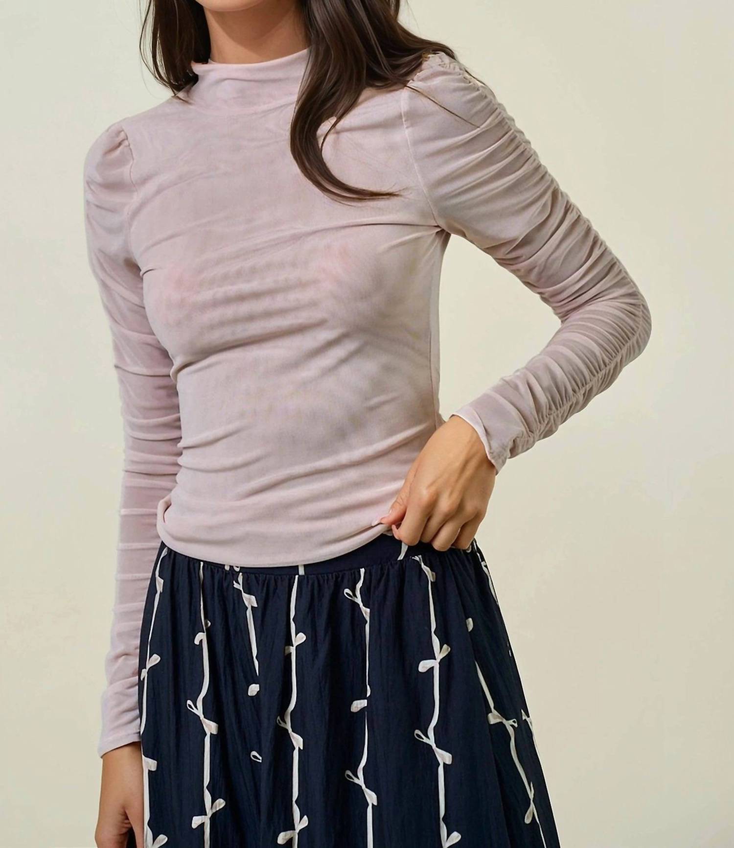 Doe And Rae - Semi Sheer Mock Neck Top