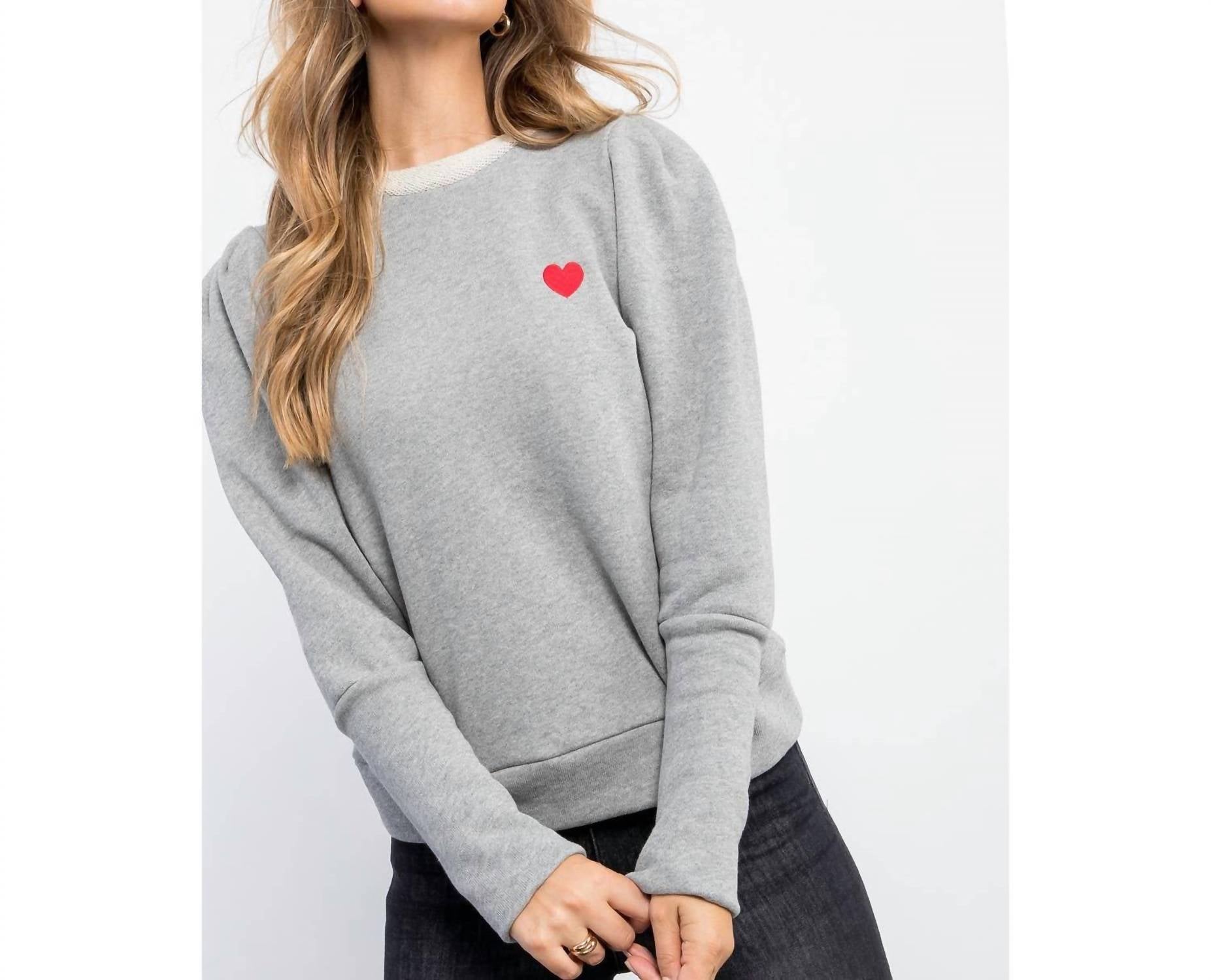 Thml - Crewneck Heart Bishop Sleeve Knit Sweater