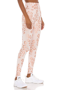 SPIRITUAL GANGSTER Essential High Waist Legging in rose gold lux cheetah print - women's pants - detail view