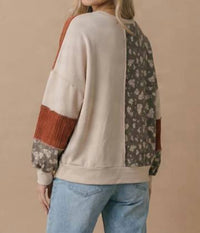 Haptics - Color Block Floral Patchwork Pullover Sweatshirt