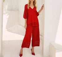 Joseph Ribkoff - Sweater Knit V-neck Puff Sleeve Top