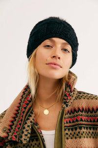 Free People High Line Pom Beanie in black - women's hat - alternate view