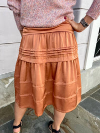Pinch - Shiny Pleat Midi Skirt