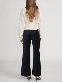 FRAME Le Slim Palazzo Modernist Pocket Pant in navy velvet - women's pants - alternate view