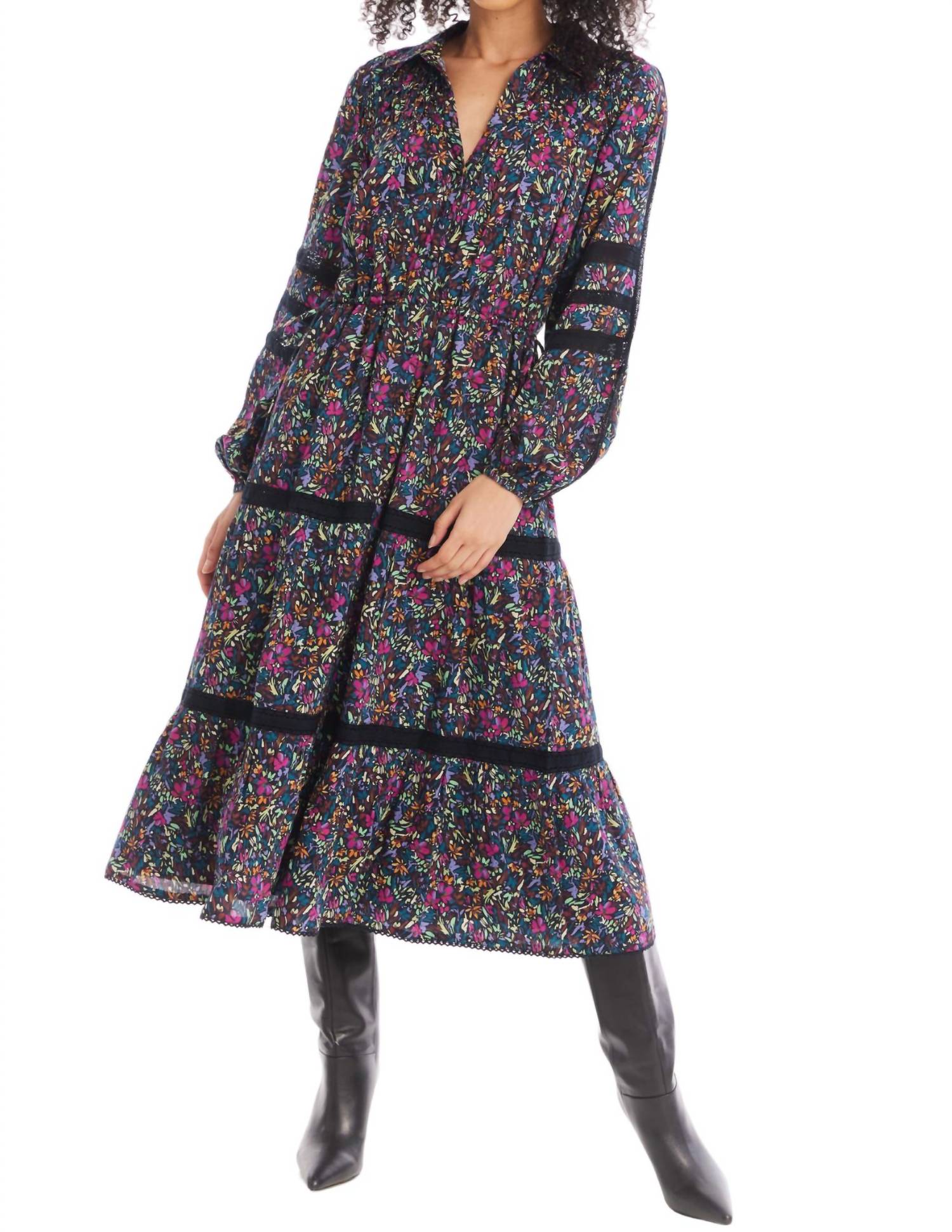 ALLISON NEW YORK LULU MIDI DRESS in ditsy floral - women's dress