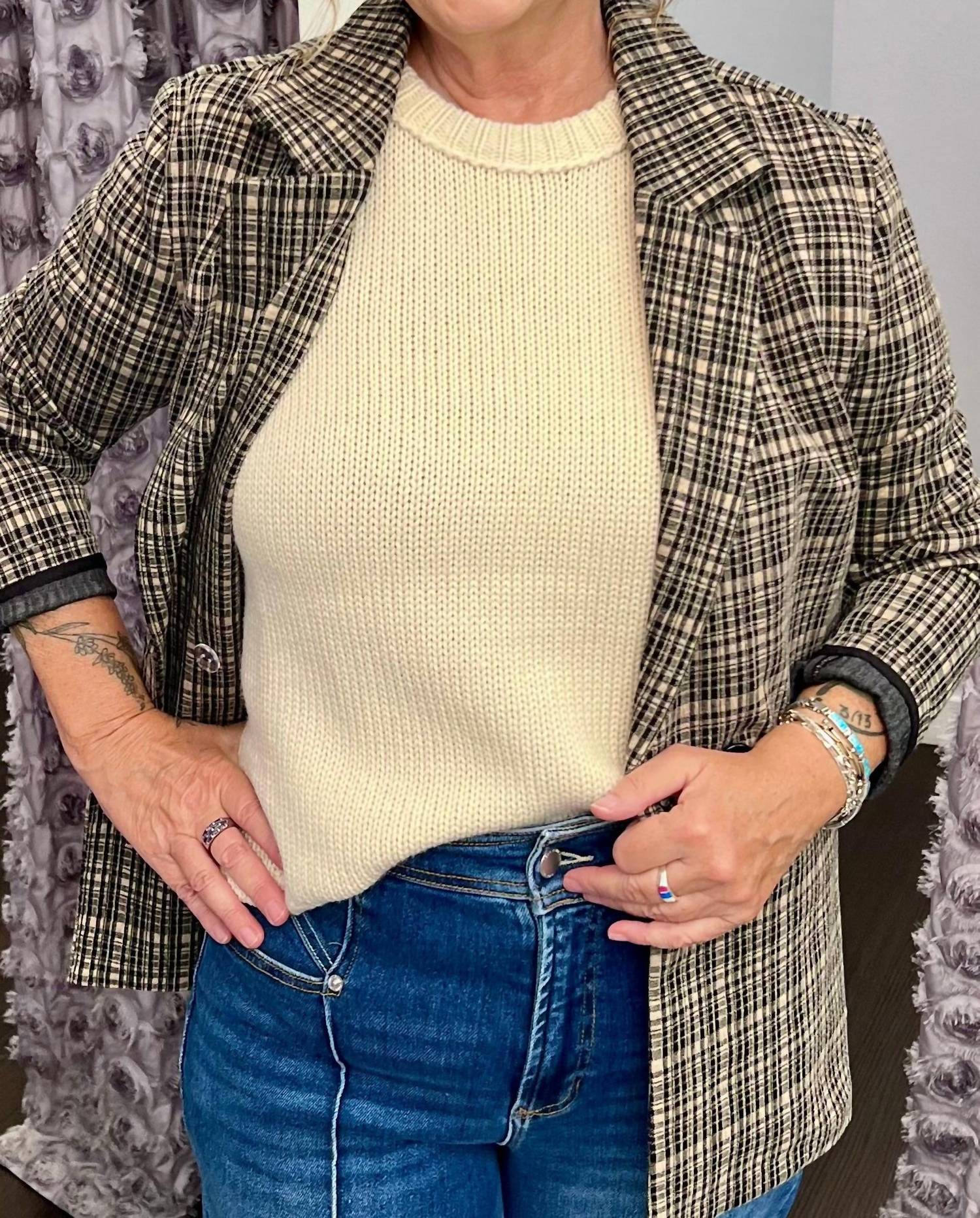 Tea N Rose - Women's Checkmate Blazer