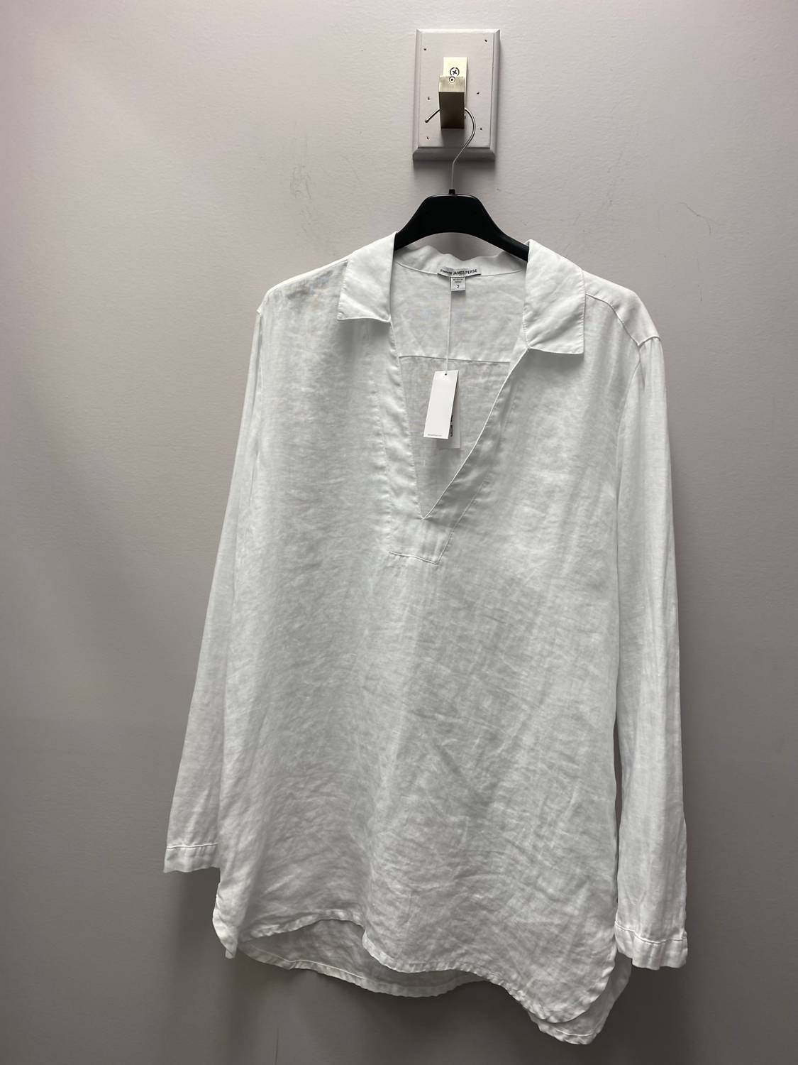 James Perse - Women's Long Sleeve V-neck Tunic Top