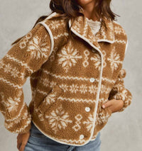 So Me - Sherpa Faux Fair Isle Button Down Jacket