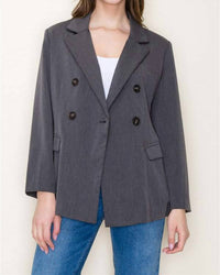 STACCATO Tailored Loose Fit Lined Blazer in charcoal - women's jacket