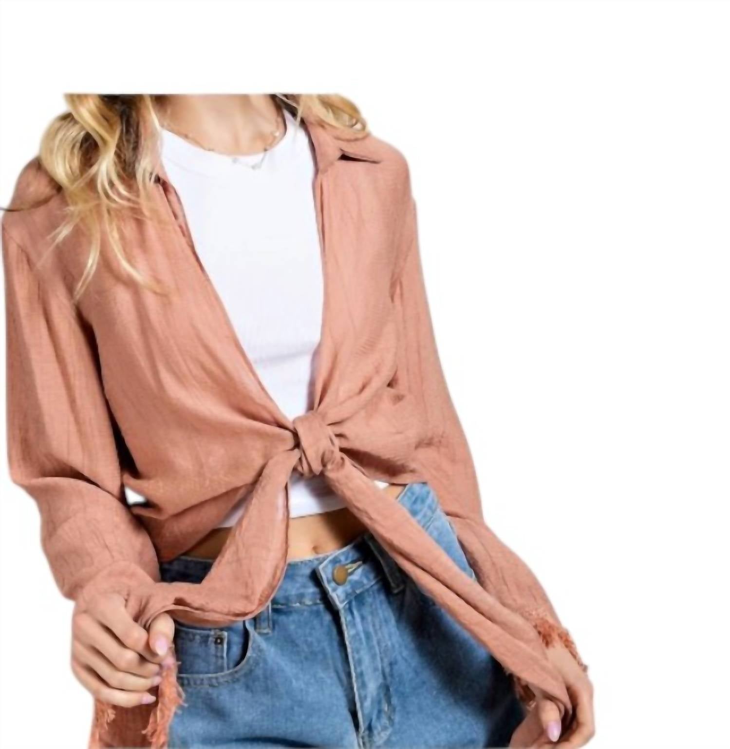 Gigio - Fringe Sleeve Front Tie Bolero