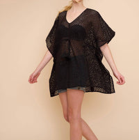 Echo - Eyelet Butterfly Caftan Dress - black - clothing - coverups