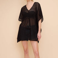 Echo - Eyelet Butterfly Caftan Dress - black - clothing - coverups