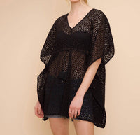 Echo - Eyelet Butterfly Caftan Dress - black - clothing - coverups