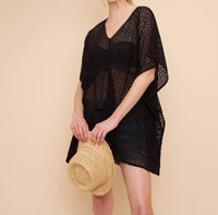 Echo - Eyelet Butterfly Caftan Dress - black - clothing - coverups