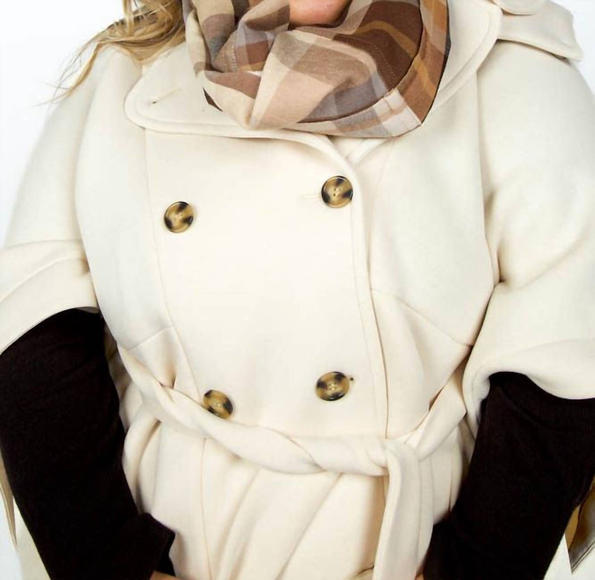 Echo - Patched Plaid Wrap With Fringe