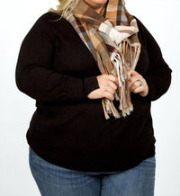 Echo - Patched Plaid Wrap With Fringe