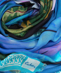 Echo - Women's Two Toucans Square Scarf - accessories - blue - modal