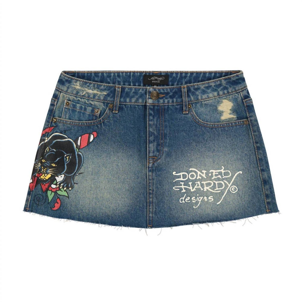 Ed Hardy - Women's Panther Dagger Denim Mini Skirt