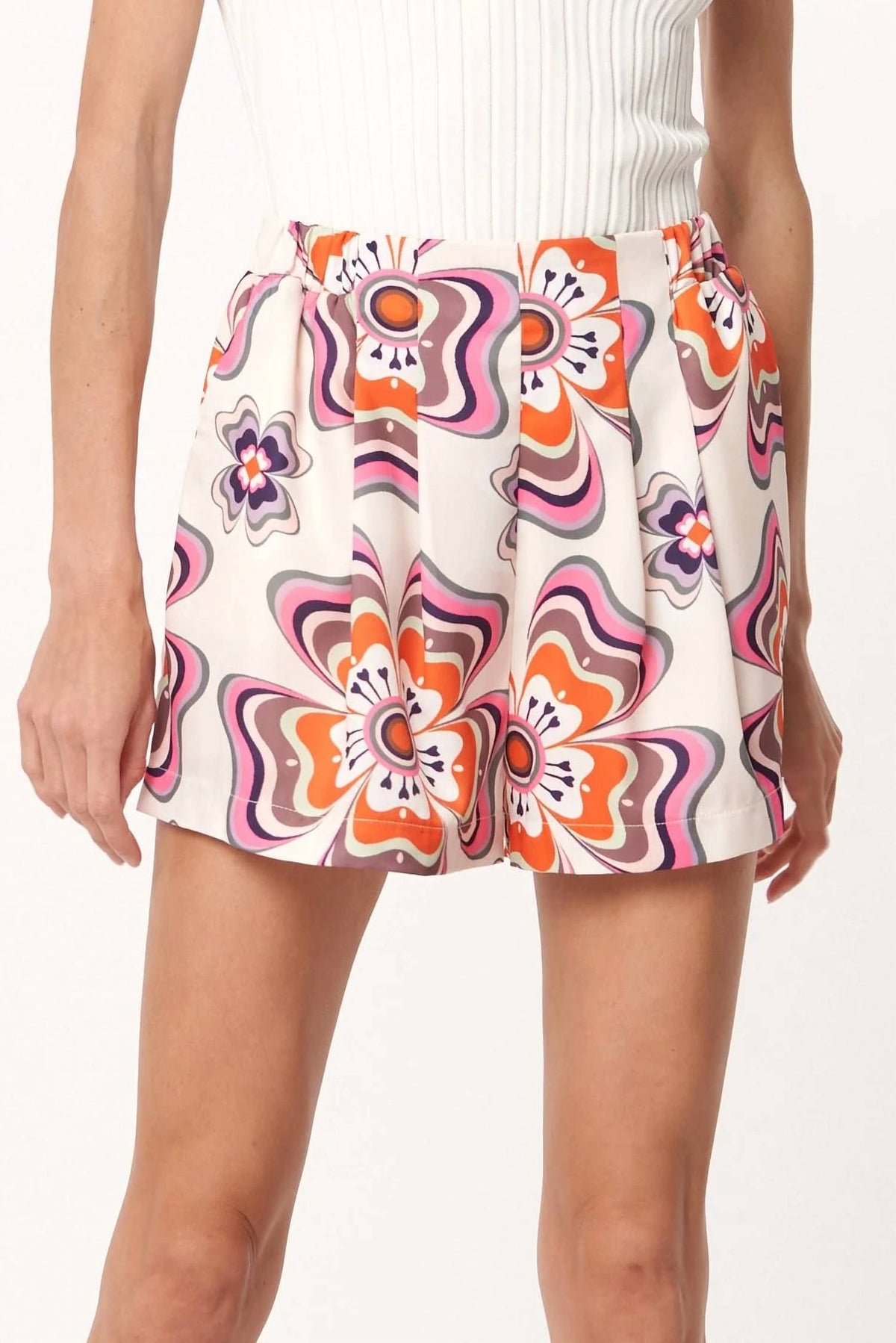 Ciebon - Women's Misty Printed Pintuck Short