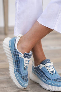 Corkys Footwear Women's Adventure Lace Up Sneakers in blue - women's sneaker - detail view