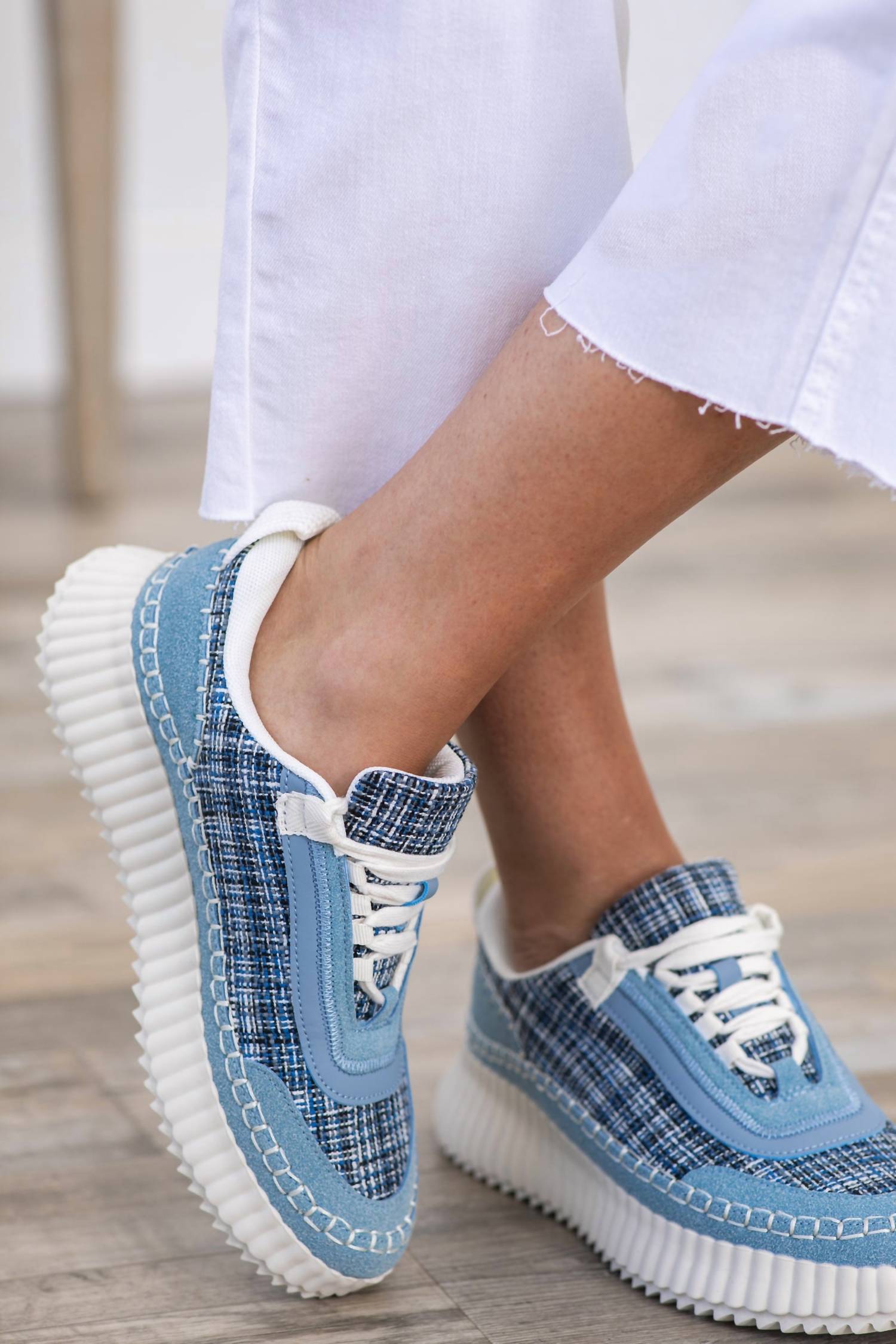 Corkys Footwear Women's Adventure Lace Up Sneakers in blue - women's sneaker - detail view