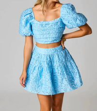 Buddylove - Cutie Cropped Top And Flowy Mini Skirt Set