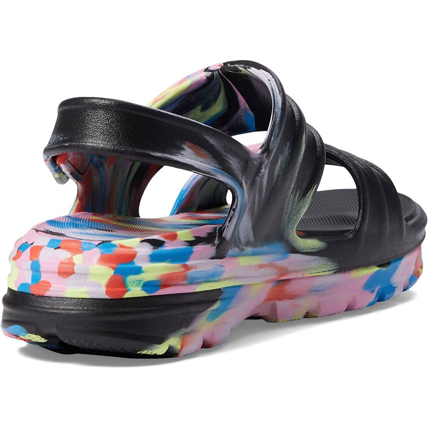 HUNTER Women's Bloom Algae Marble Adjustable Strap Sandals in black - women's sandal - detail view