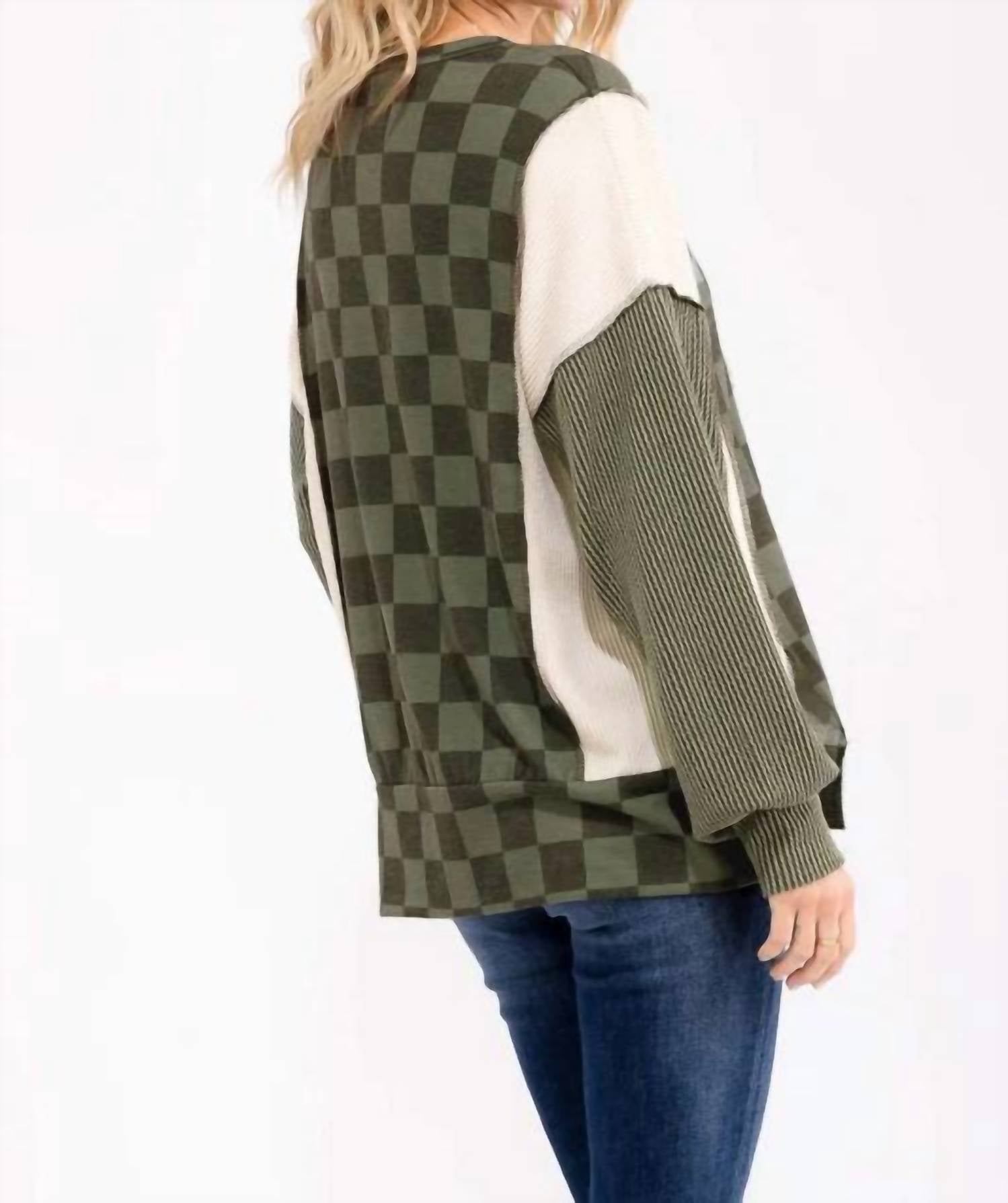 7Th Ray - Checkered Color Block Pullover Sweater