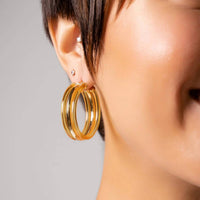Gold & Honey - Women's Ridge Lucite Hoop Earrings