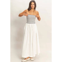 Hyfve - Striped Strapless Flowy Midi Dress