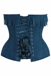 Daisy Corsets Steel Boned Overbust Corset Top With Fringe in blue - women's blouse - view 4