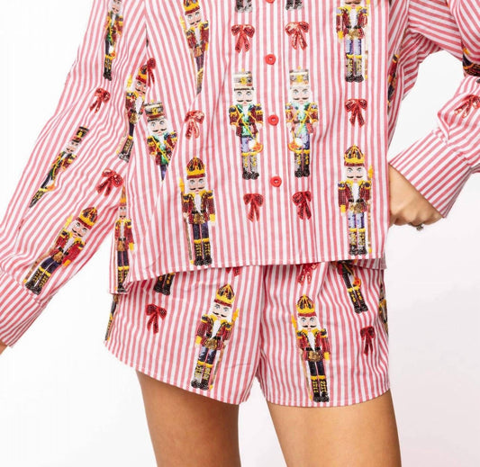 Queen Of Sparkles - Scattered Nutcracker & Bow Button Up Top