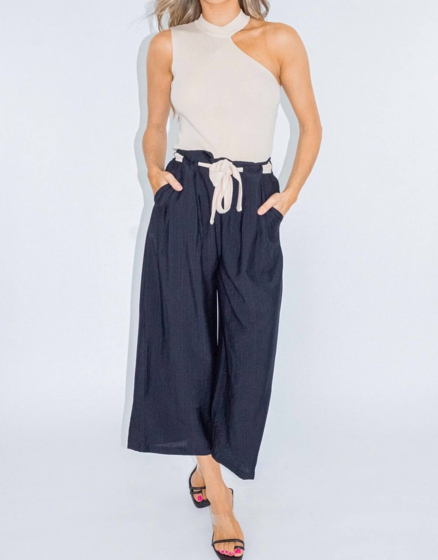 Lush - TIE BELT WIDE LEG PANTS