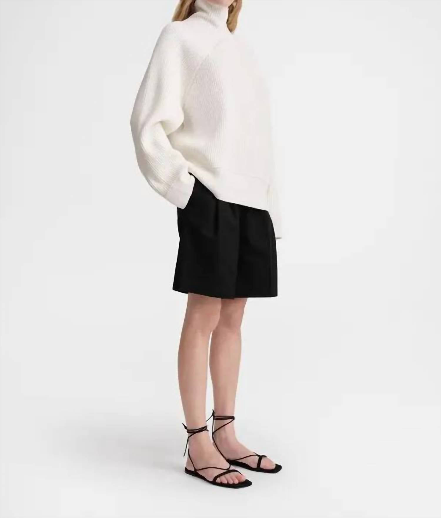 TOTEME Ribbed Chimney Neck Knit Top in white - women's sweater - alternate view