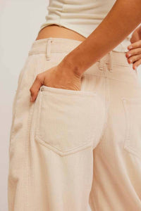 Free People Good Luck Mid-rise Cord Barrel Jeans in crystal grey - women's jeans - view 5