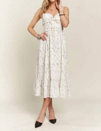 Kld. Signature - Floral Print Smocking Detail Midi Dress