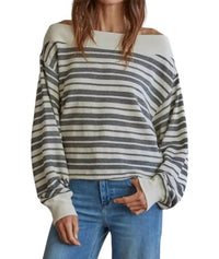 By Together - Striped Off Shoulder Sweater
