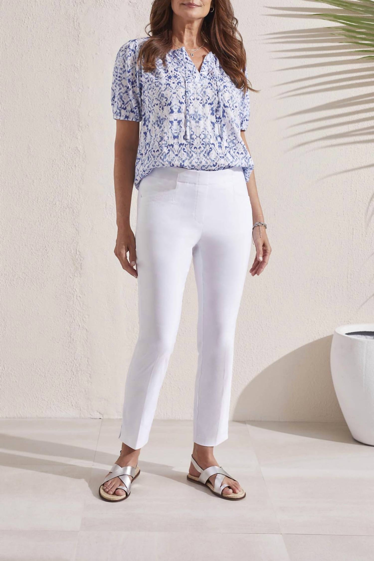 Tribal - White Slit Ankle Pant