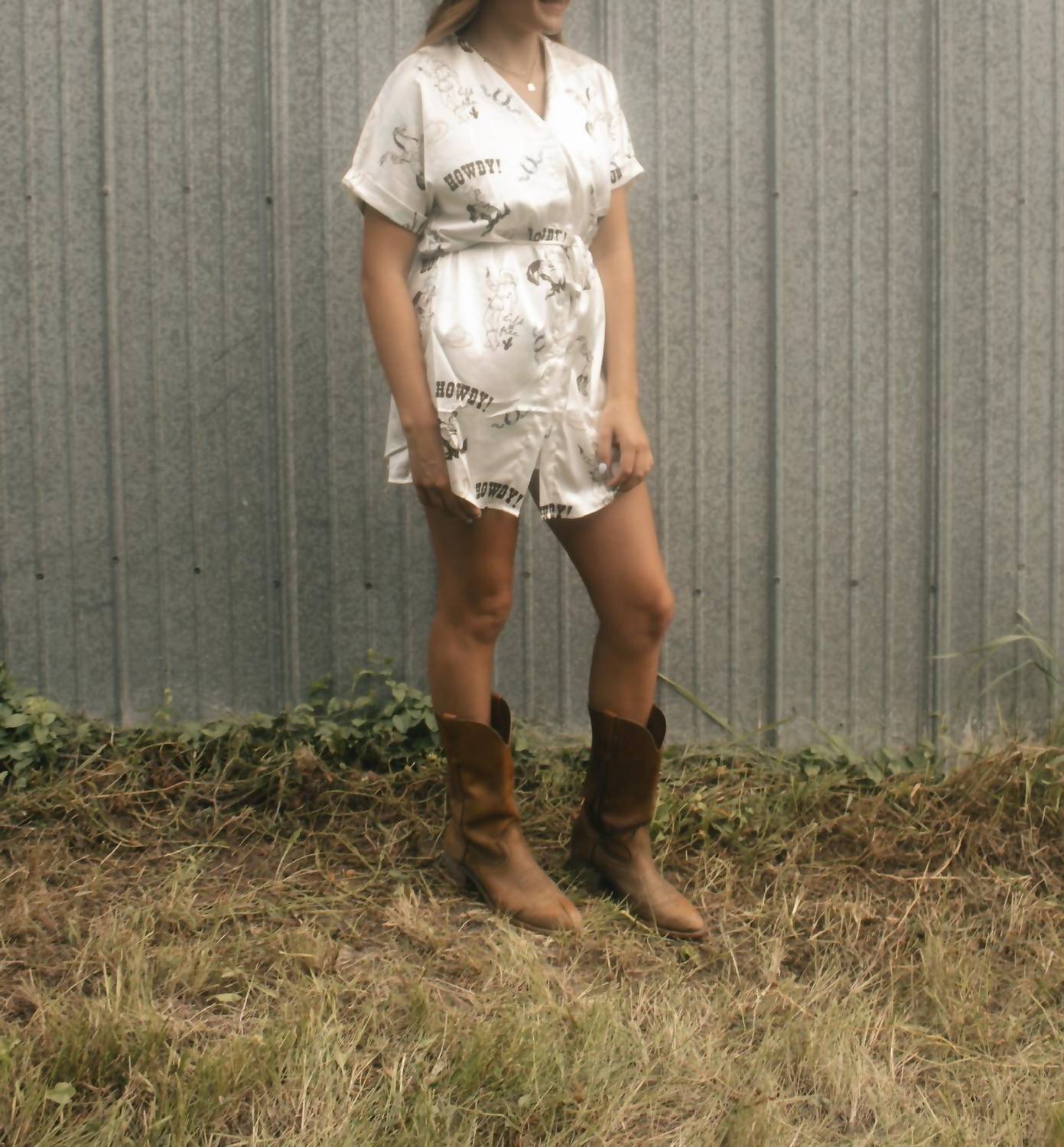 Merigold Kiss - Cowgirl Satin Shirt Dress