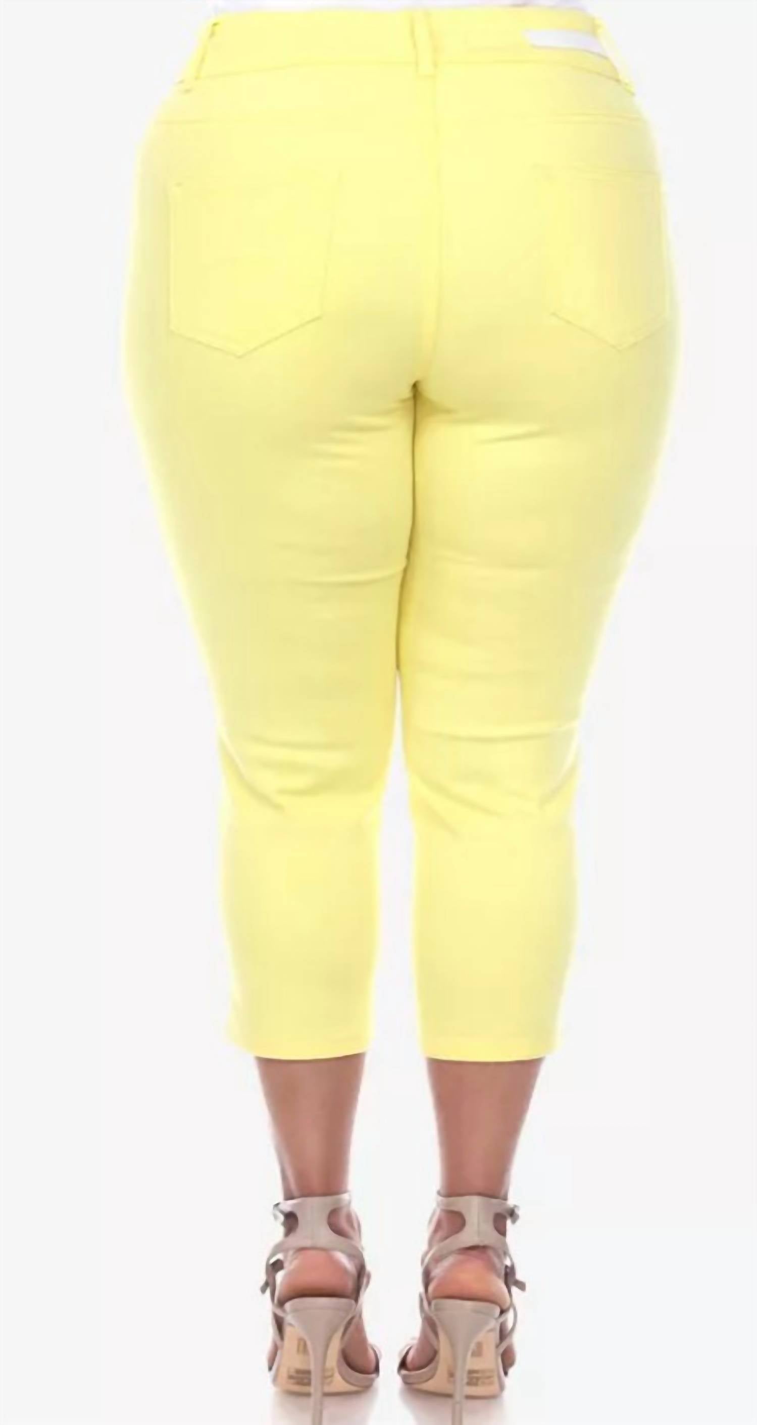 White Mark Capri Jeans - Plus in yellow - women's jeans - alternate view