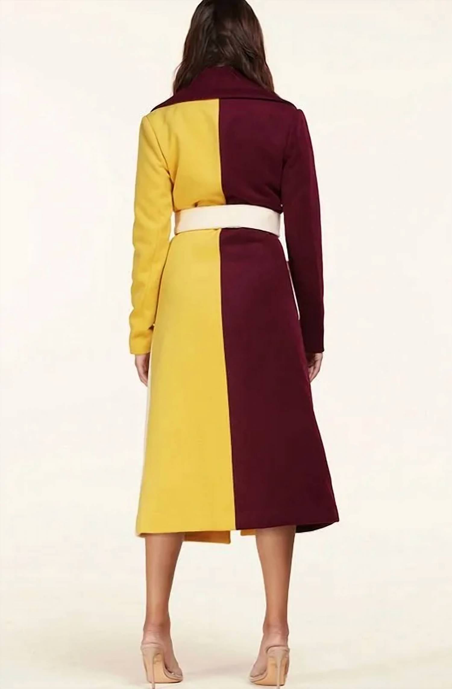 L'Atiste - Colorblock Soft Wool Long Coat
