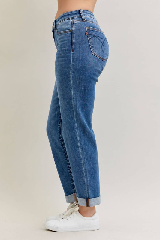 Judy Blue - Mid Rise Classic Cuffed Boyfriend Jeans