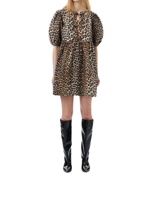 Ganni - Printed Cotton Tie String Mini Dress